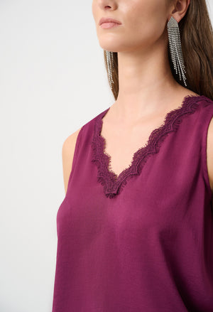 Lace Trim V-Neck Top