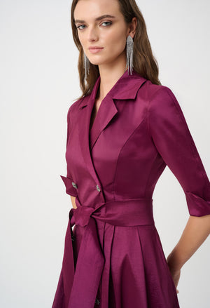 Taffeta Fit and Flare Wrap Dress