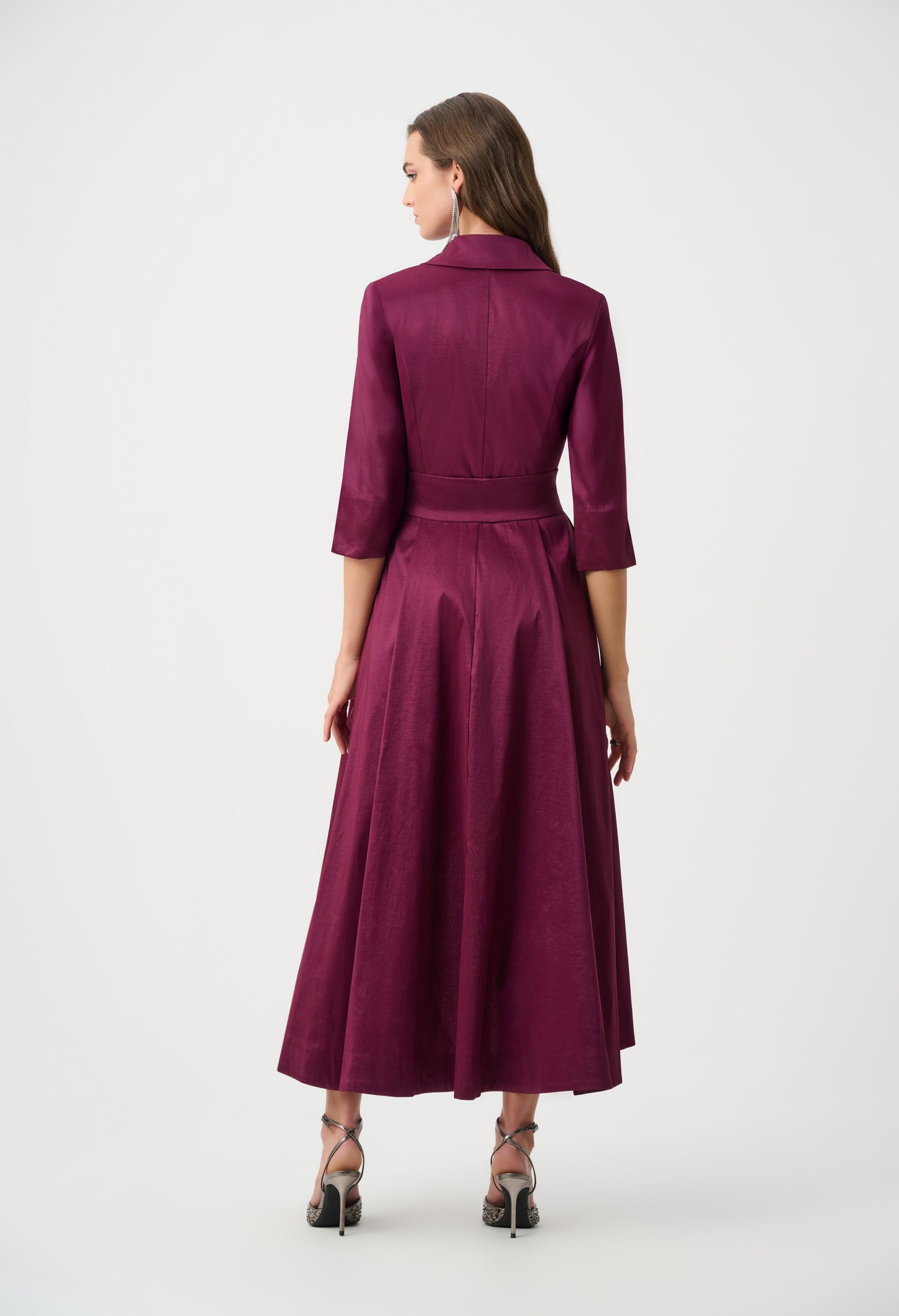 Taffeta Fit and Flare Wrap Dress