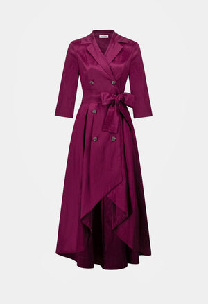 Taffeta Fit and Flare Wrap Dress