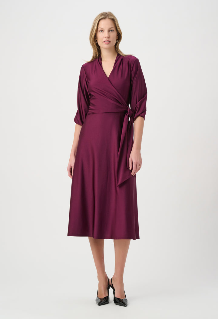 V-neck Belted Midi Dress
