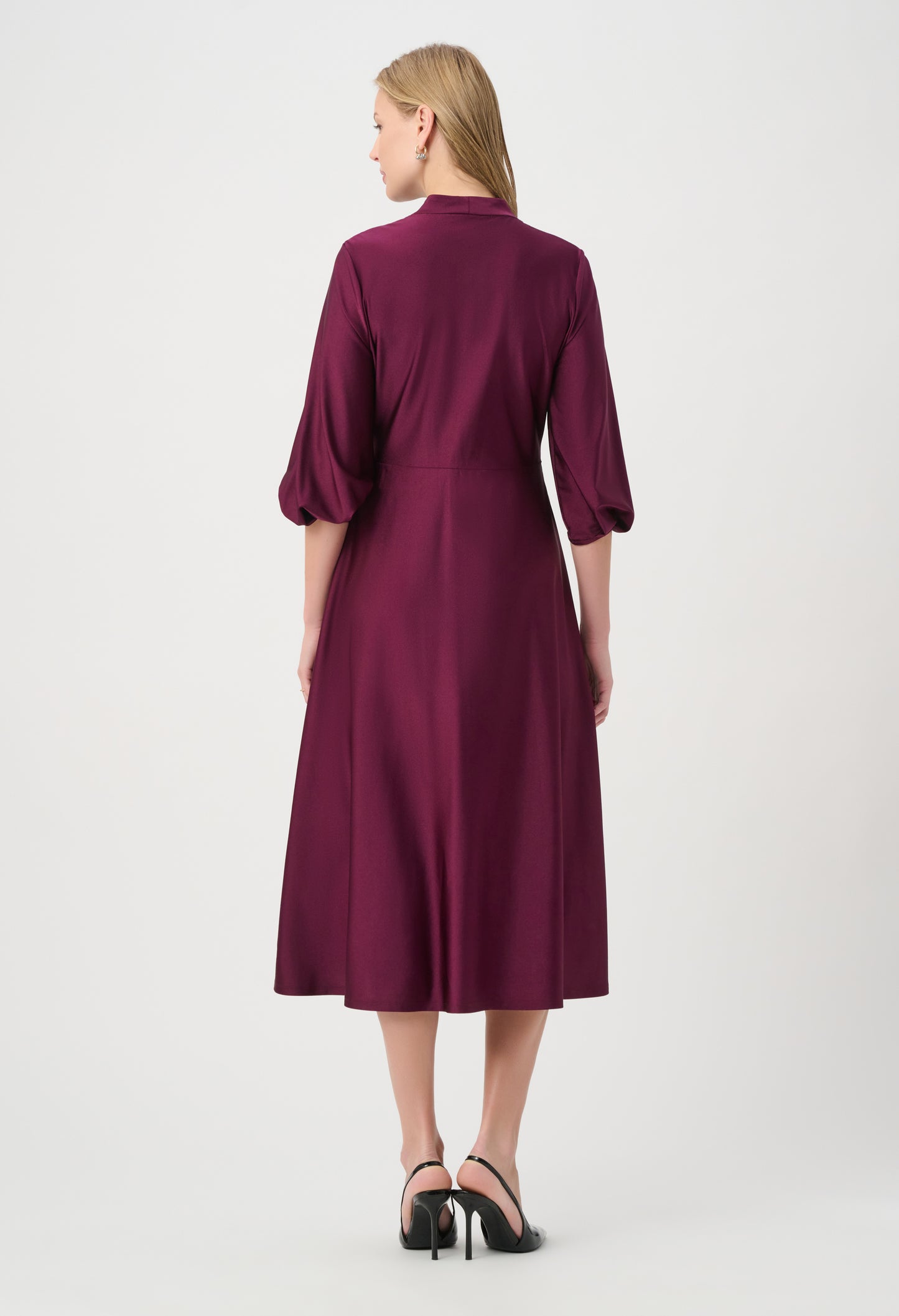 V-neck Belted Midi Dress