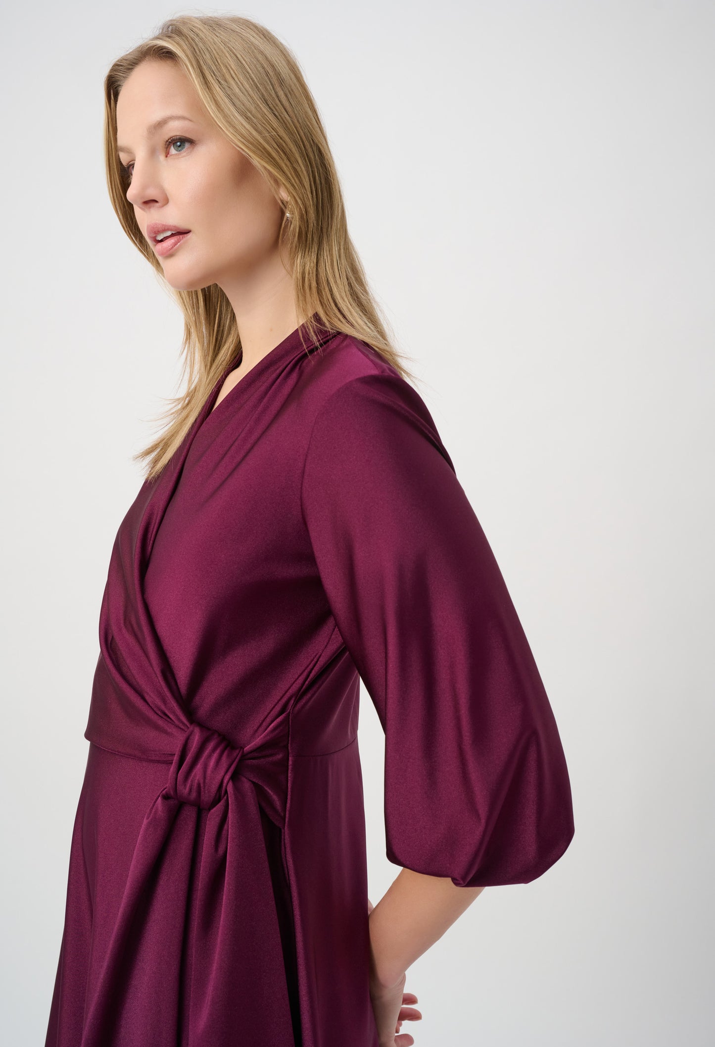 V-neck Belted Midi Dress