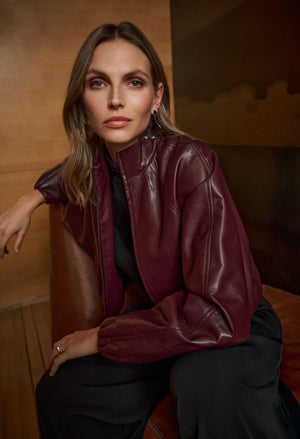 Mock-neck Bomber Jacket