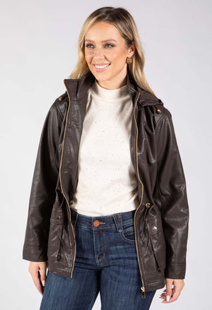 Faux Leather Zip-Up Jacket