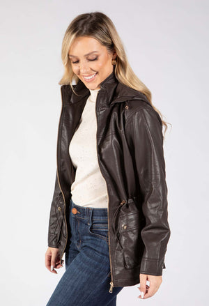 Faux Leather Zip-Up Jacket
