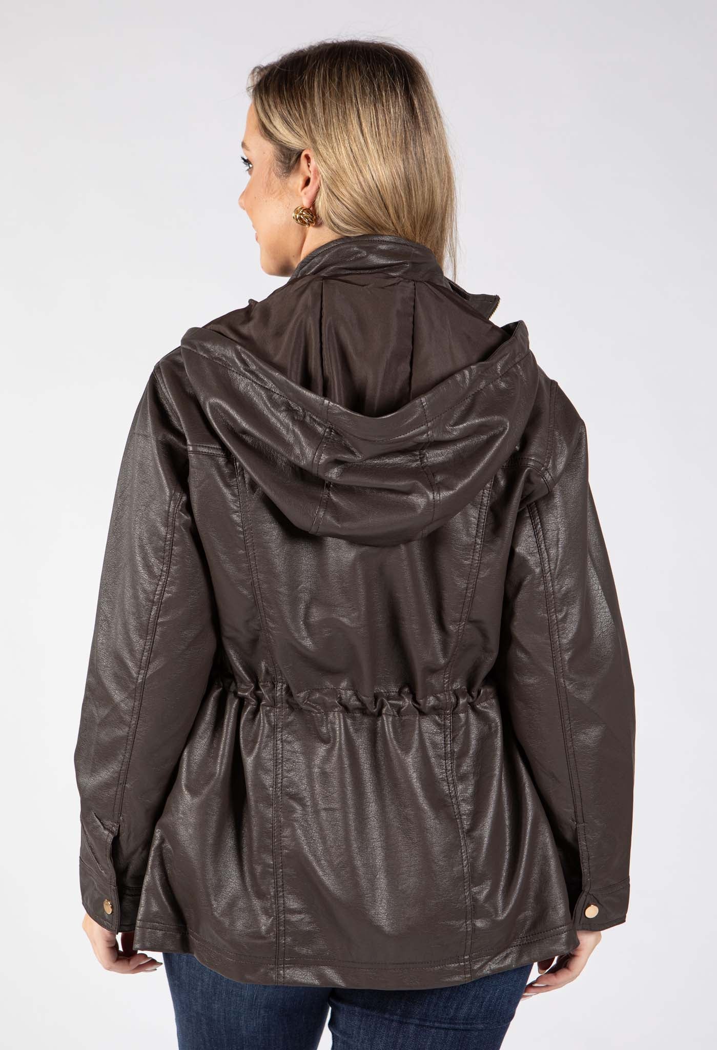 Faux Leather Zip-Up Jacket