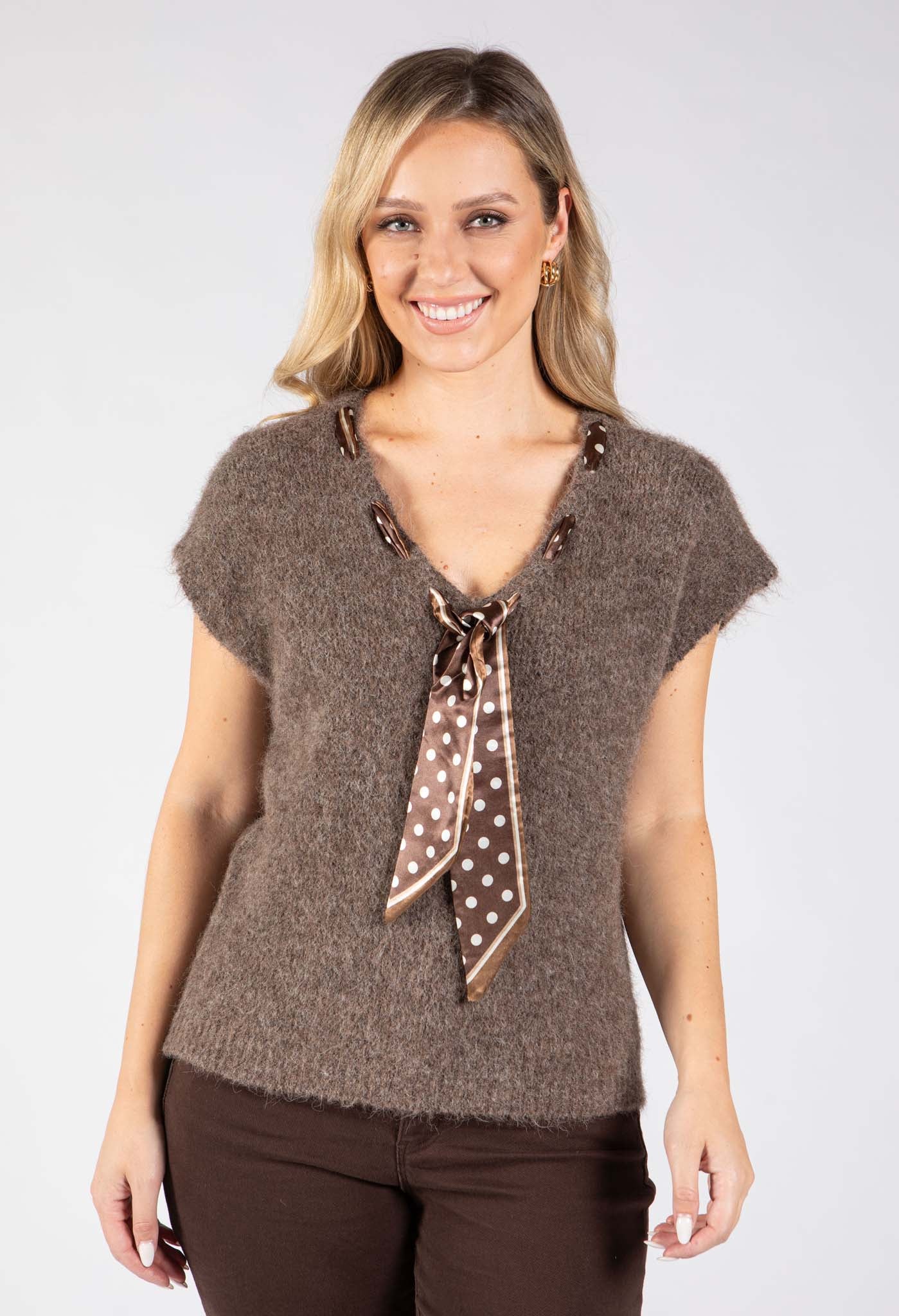 Scarf Detail Knitted Vest