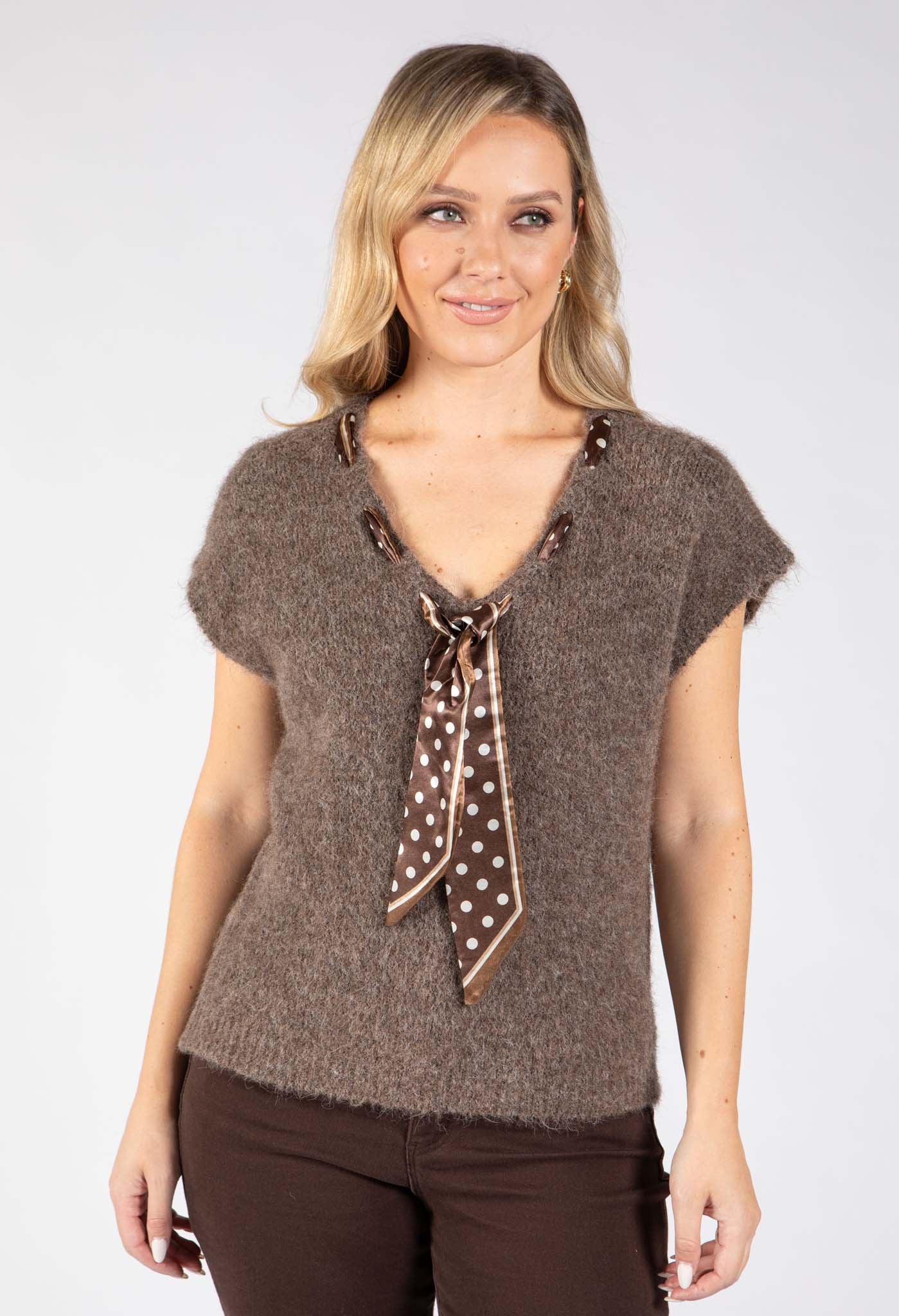 Scarf Detail Knitted Vest