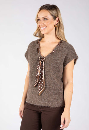 Scarf Detail Knitted Vest