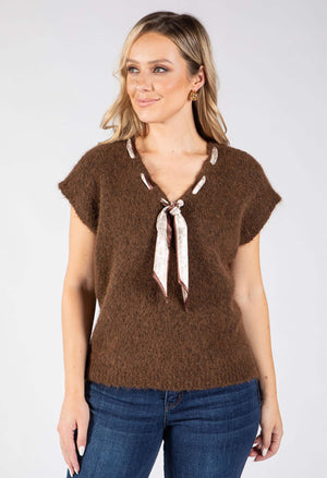 Scarf Detail Knitted Vest