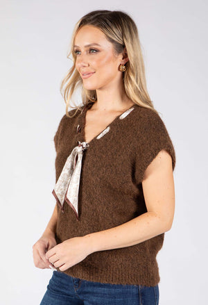 Scarf Detail Knitted Vest