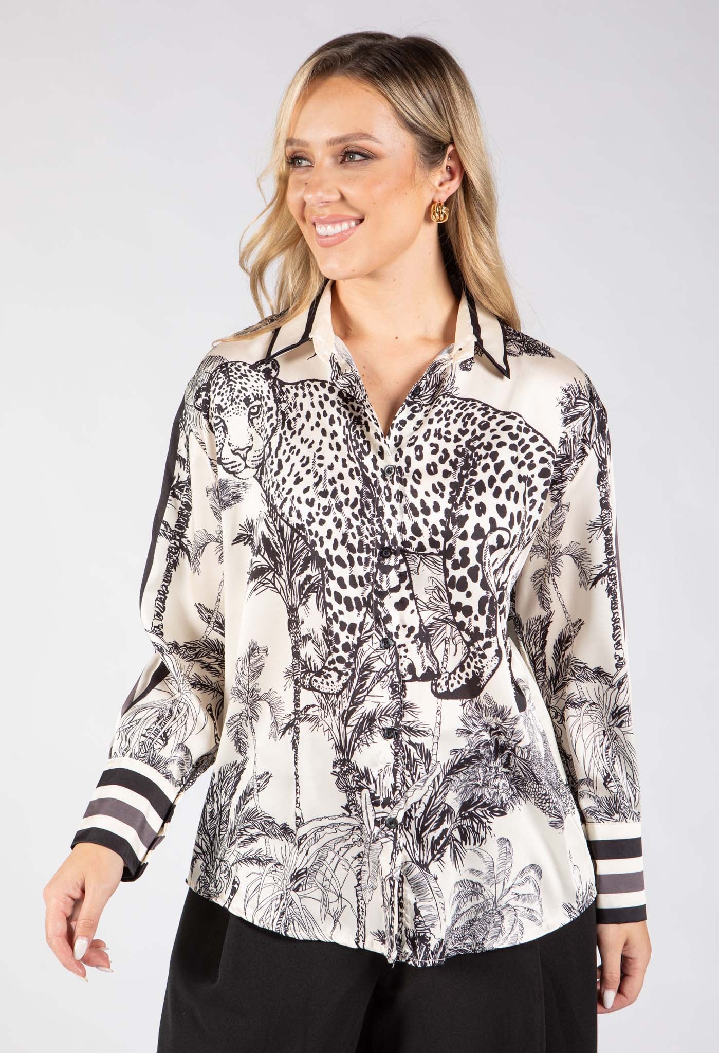 Satin Touch Animal Print Blouse