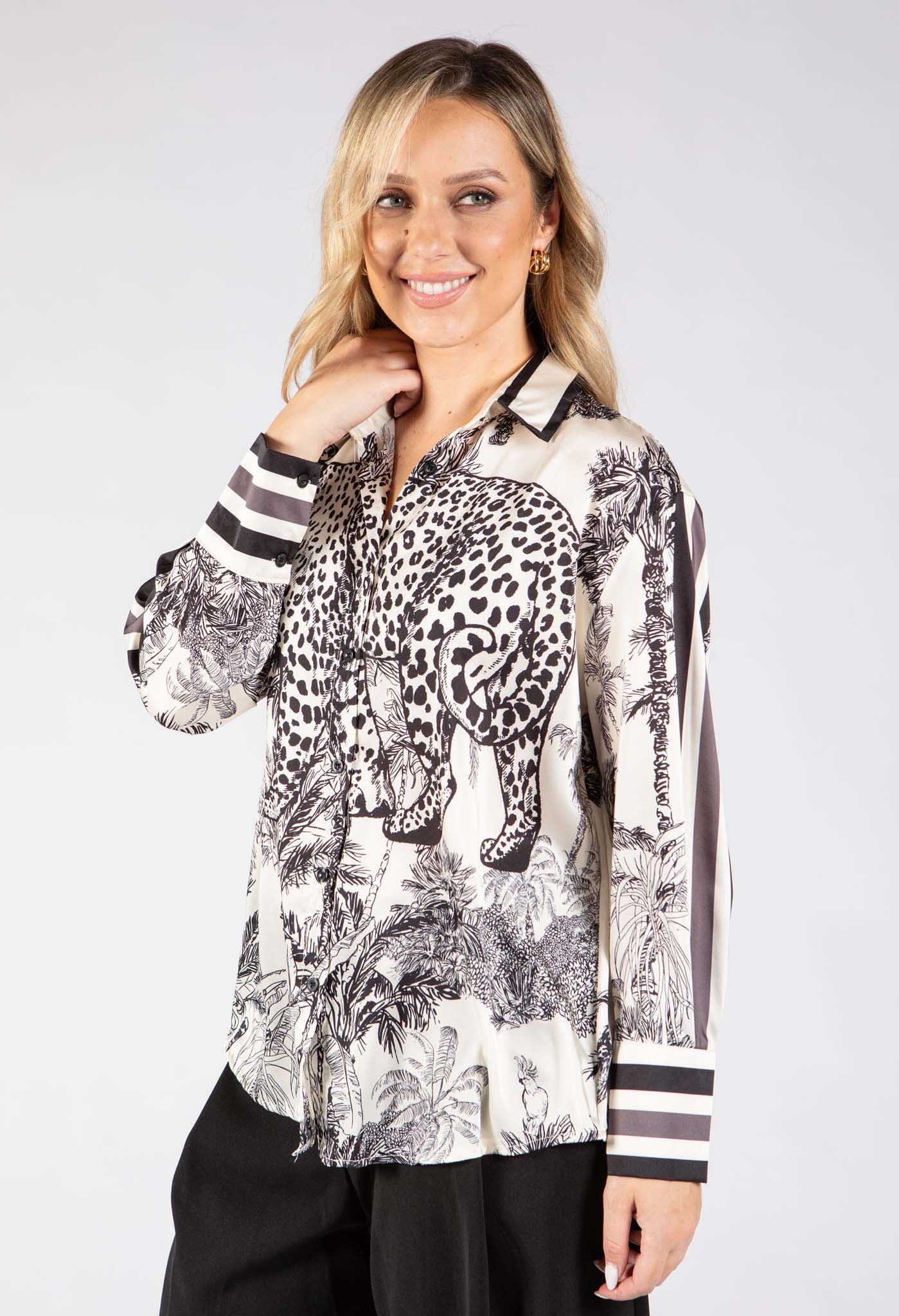 Satin Touch Animal Print Blouse