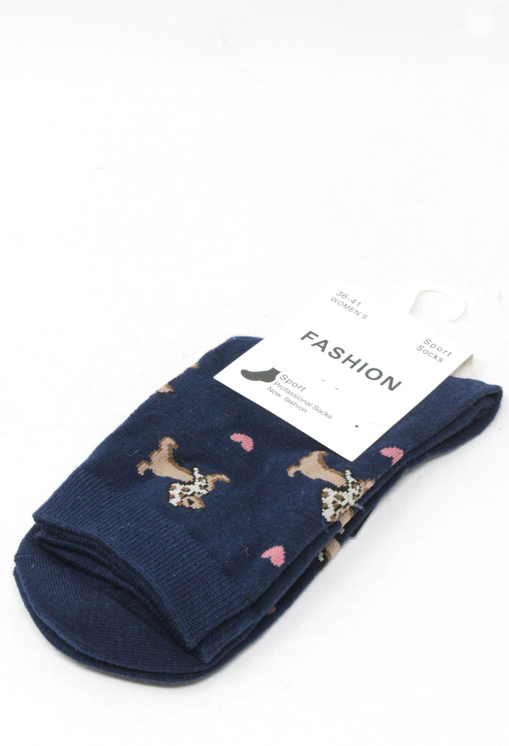 dog and heart design socks