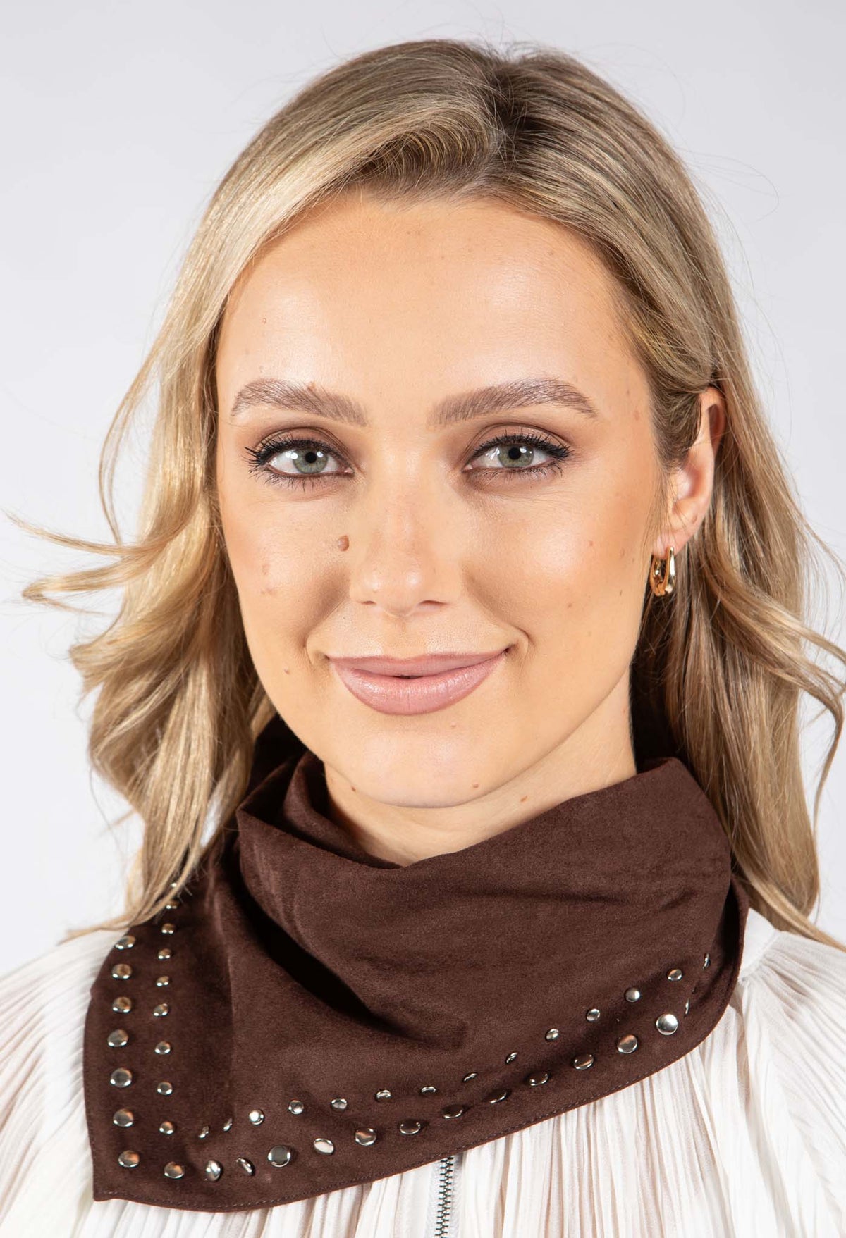 Faux Suede Studded Scarf