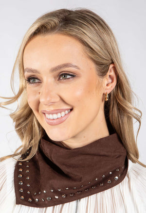 Faux Suede Studded Scarf