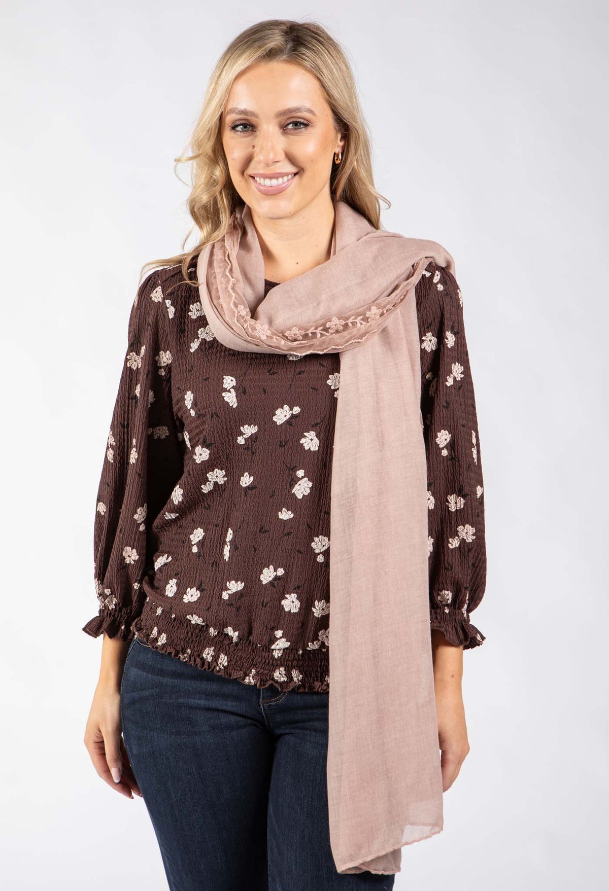 Floral Mesh Detail Scarf