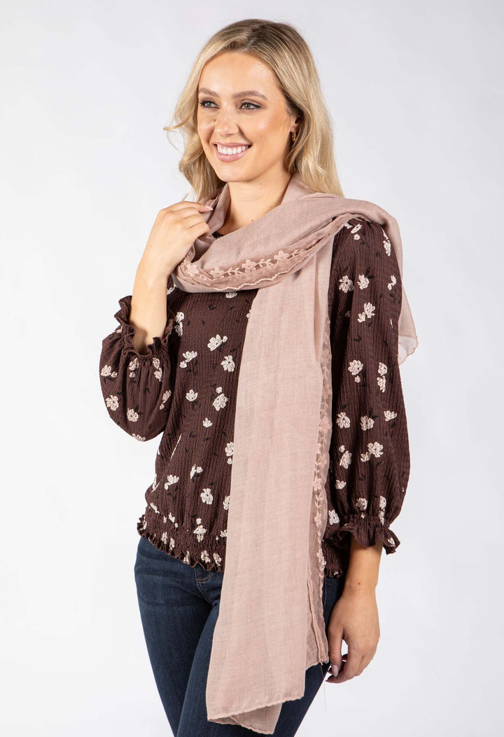 Floral Mesh Detail Scarf