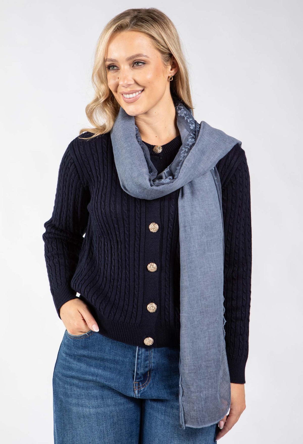 Floral Mesh Detail Scarf