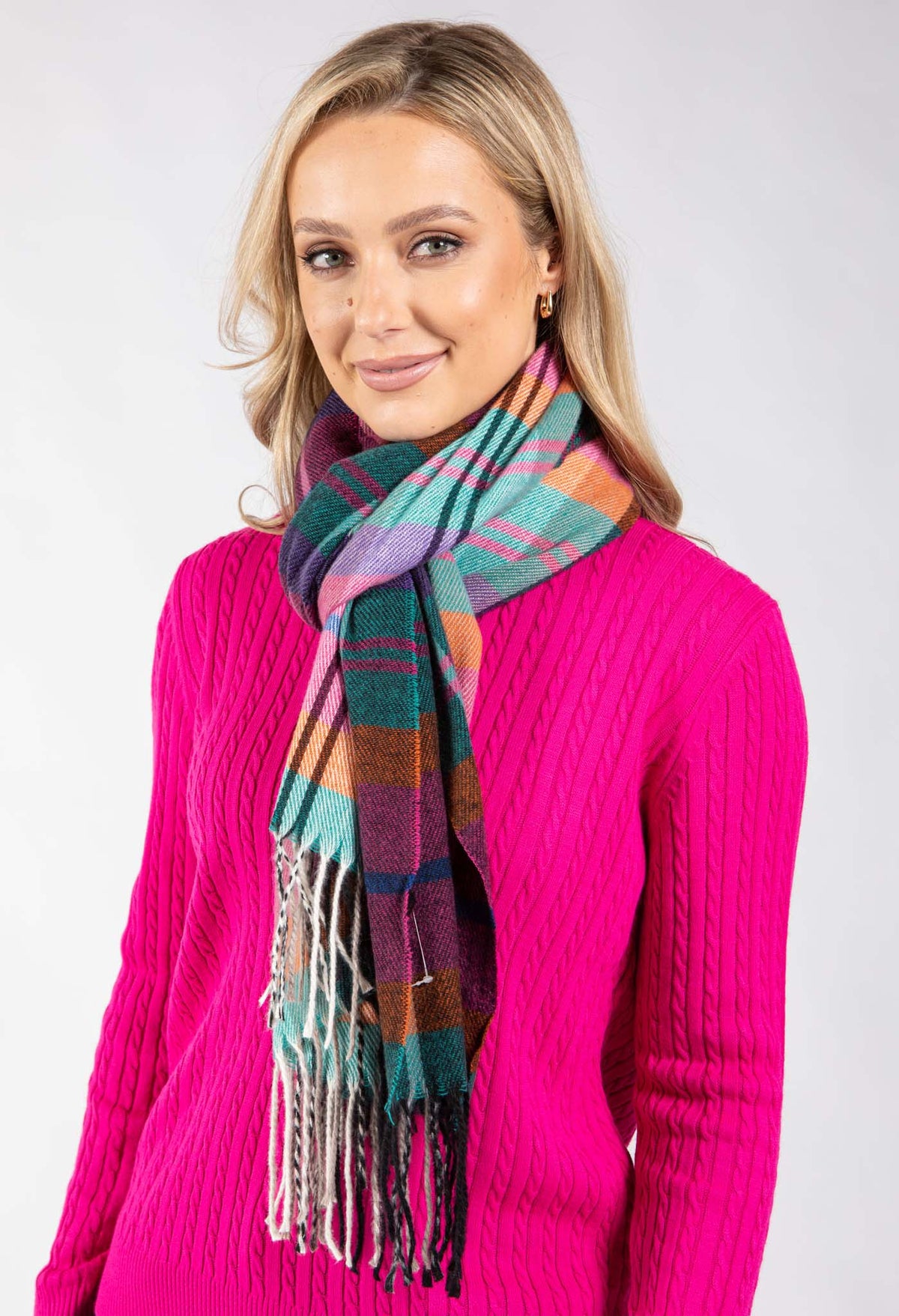 Check Design Knit Scarf