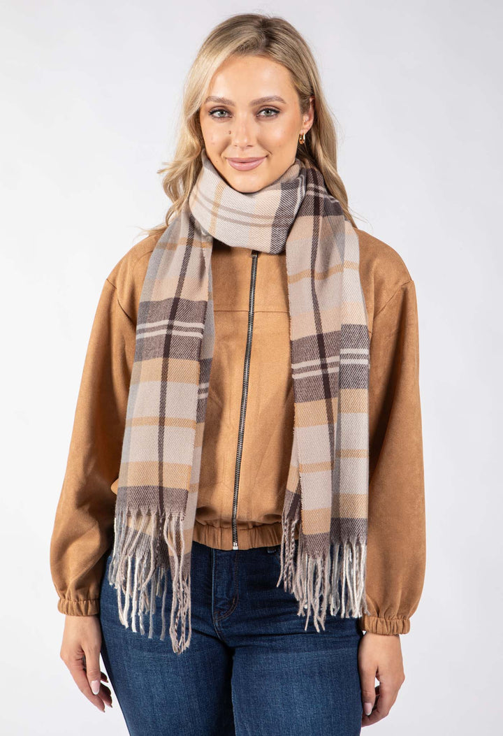 Check Design Knit Scarf