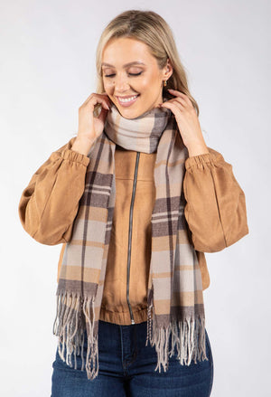 Check Design Knit Scarf