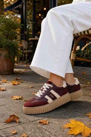 teddy trim trainers in wine
