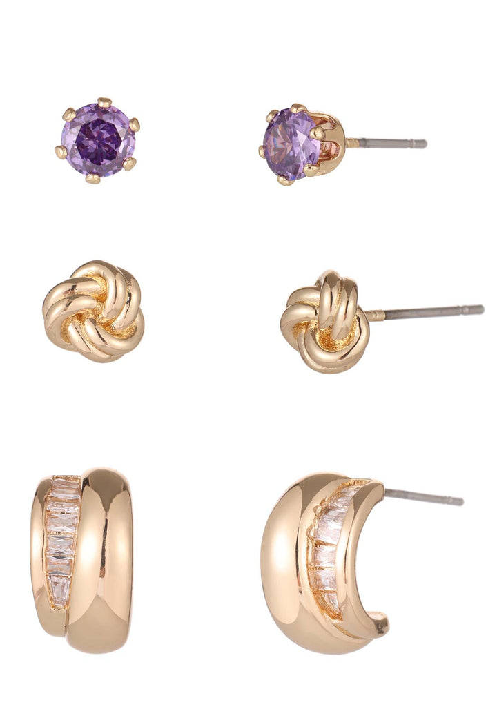 3 Pack Cubic Zirconia Earrings