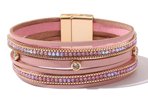 Faux Leather & Diamante Bracelet