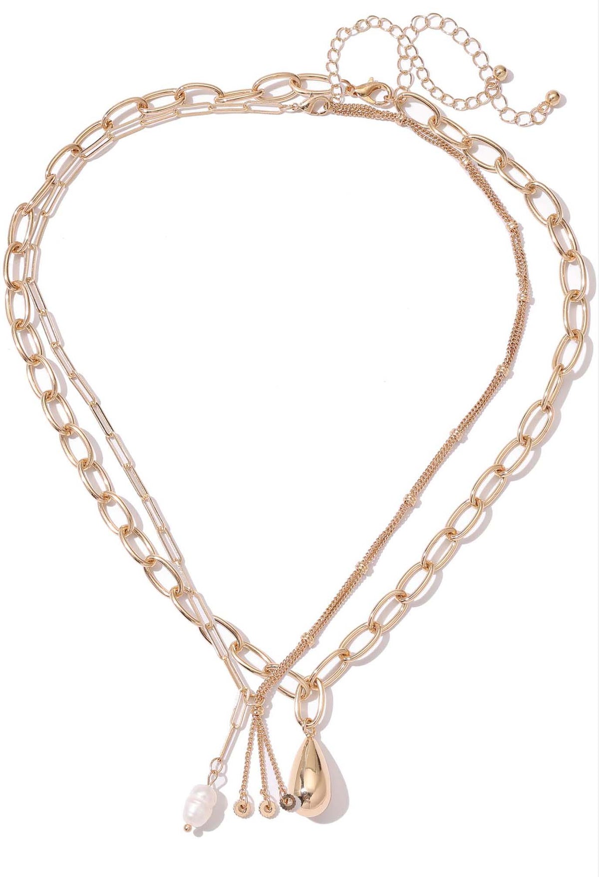 Contrast Chain with Faux Pearl