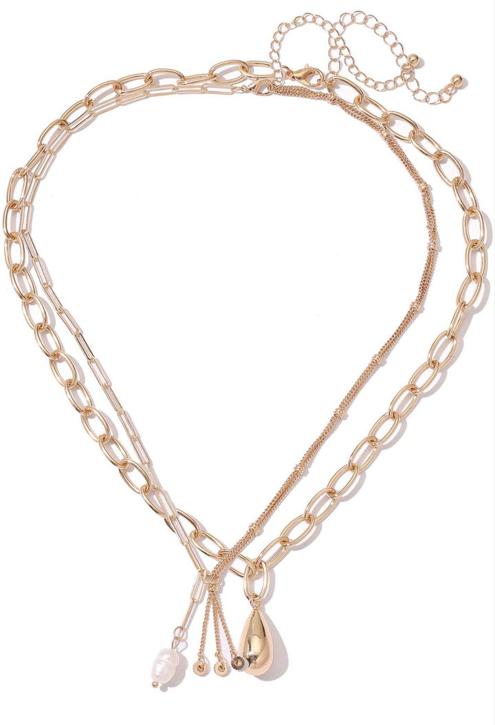 Contrast Chain with Faux Pearl