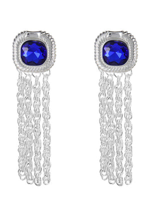 Blue Glass Crystal Earrings