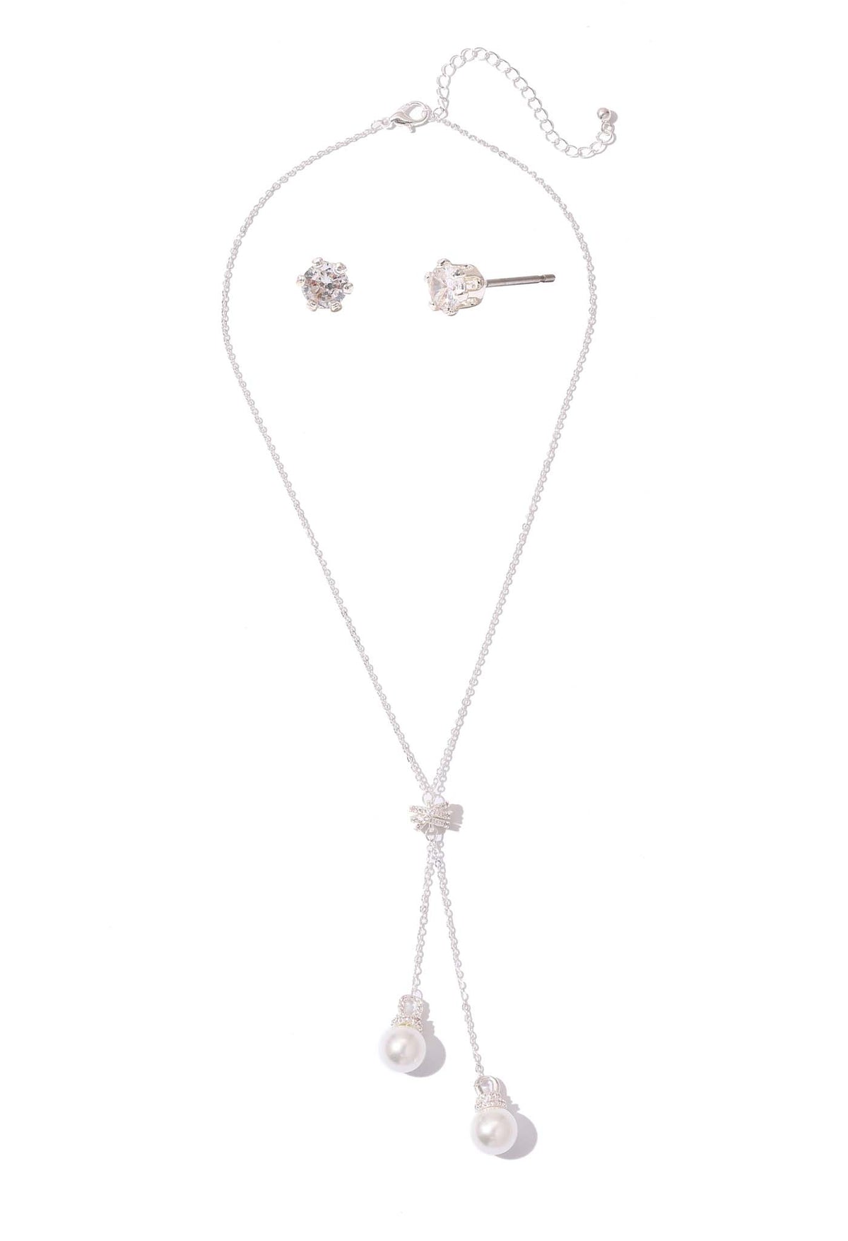 Silver & Pearl Necklace Set