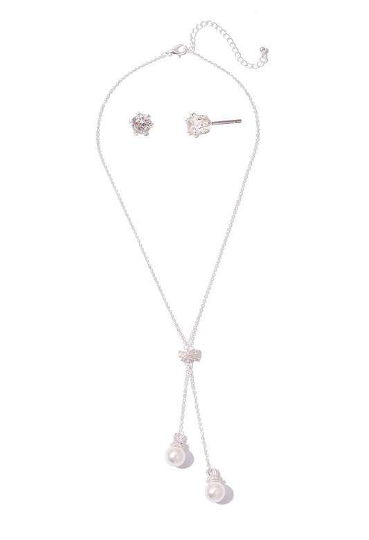 Silver & Pearl Necklace Set