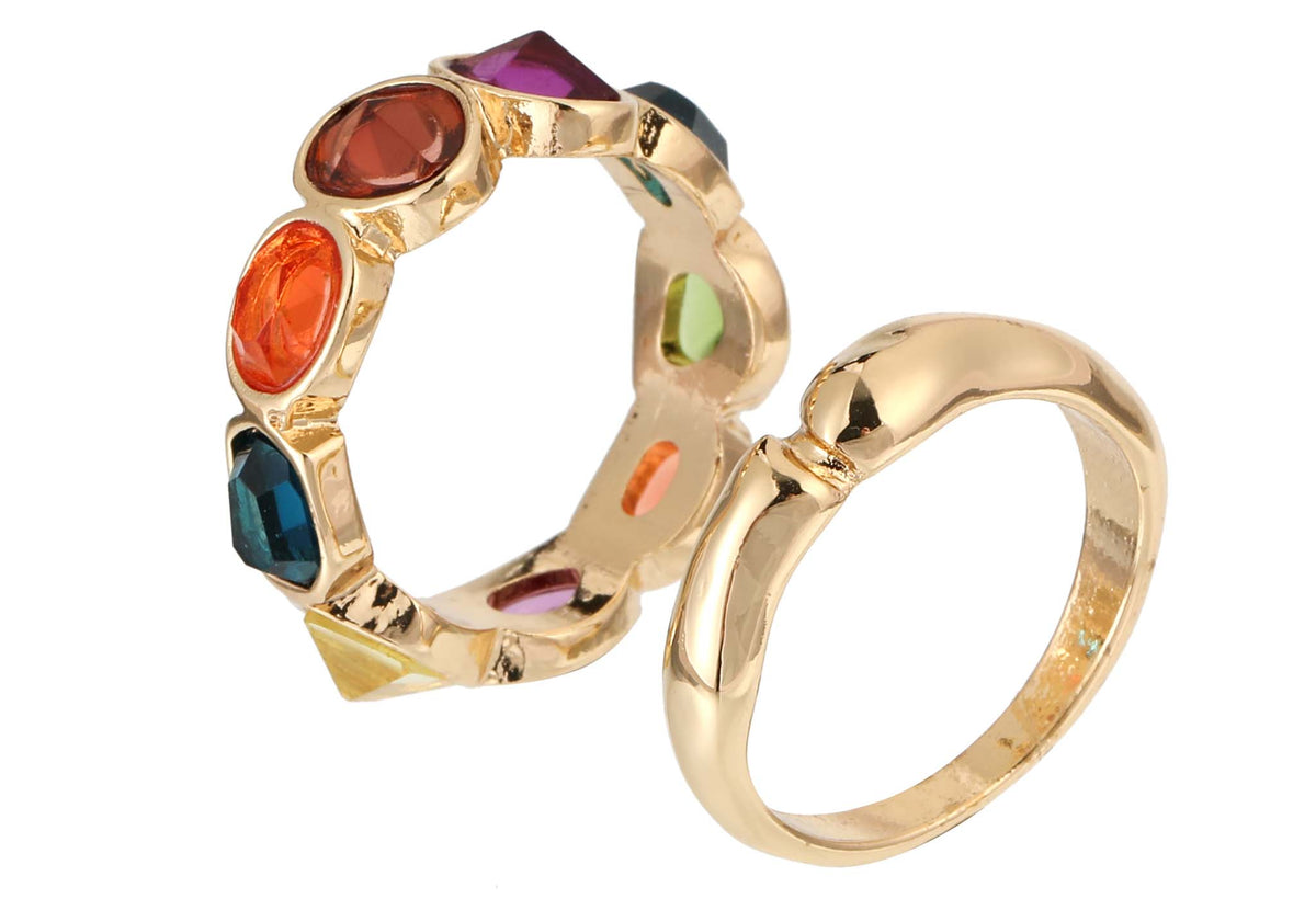 Multi Colour Crystal Rings