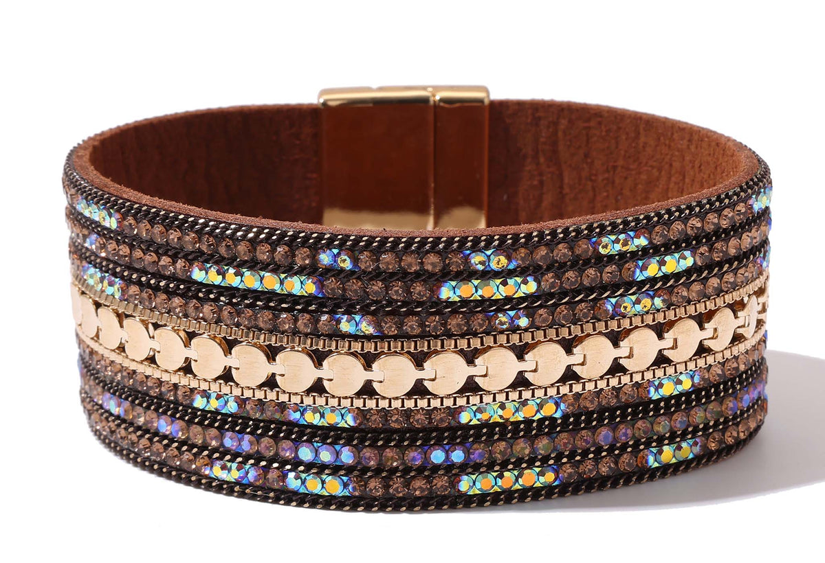 Leather & Crystal Bracelet
