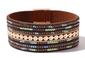 Leather & Crystal Bracelet