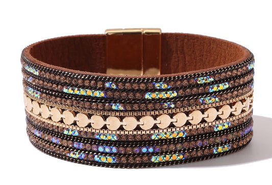 Leather & Crystal Bracelet