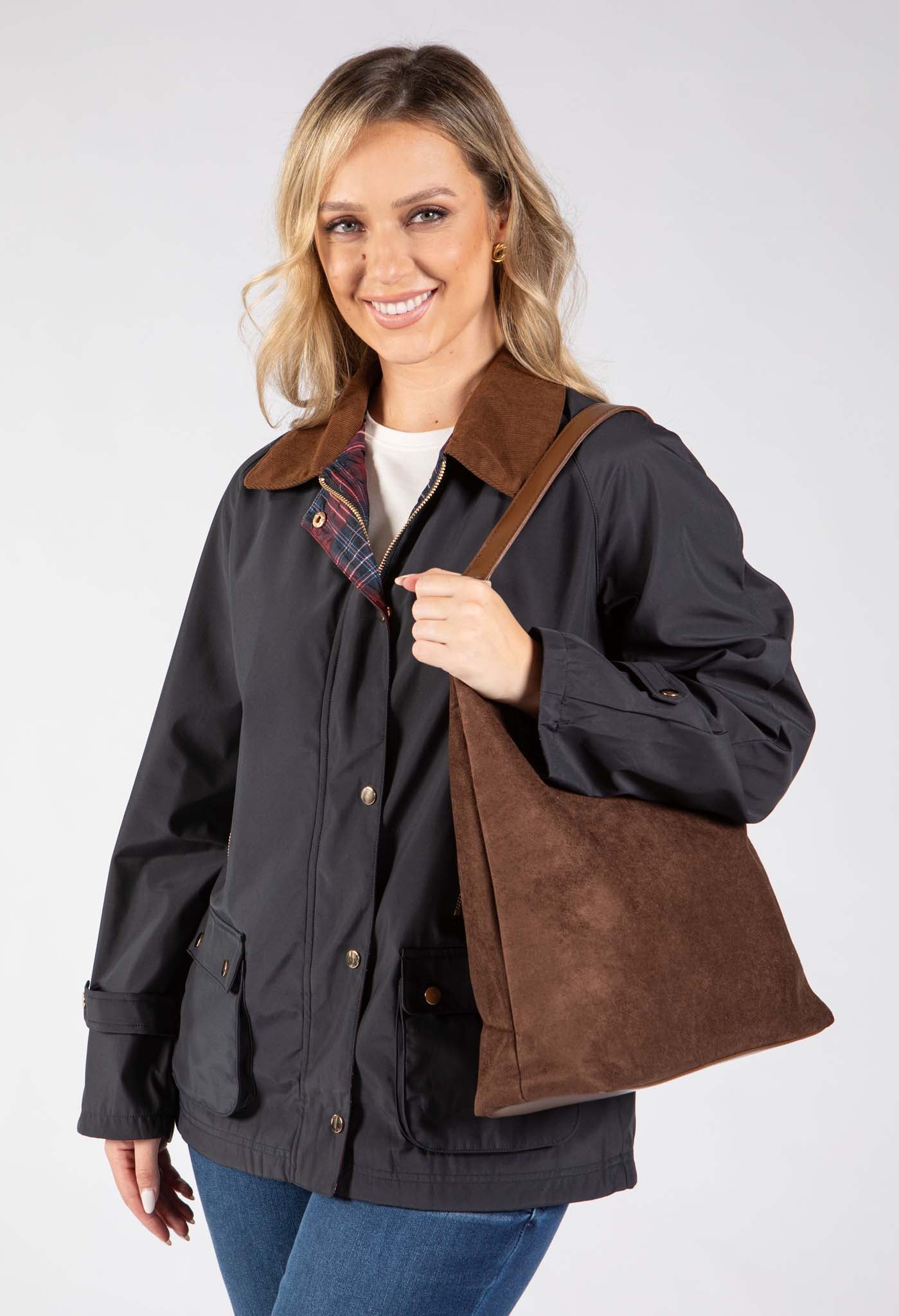 Faux Suede Shoulder Bag