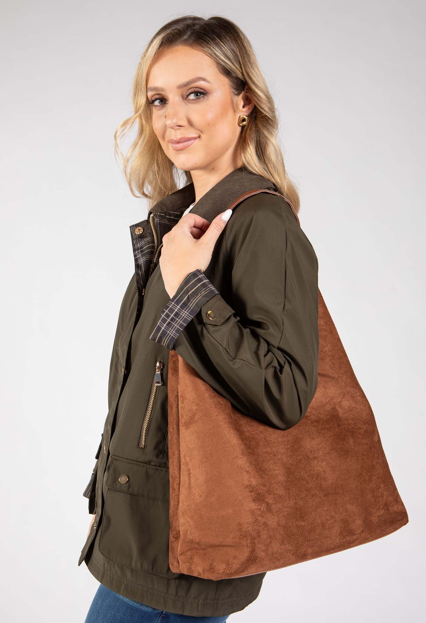Faux Suede Shoulder Bag