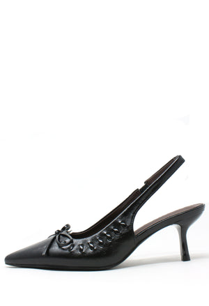 Ribbon and Bow Sling Back Heels