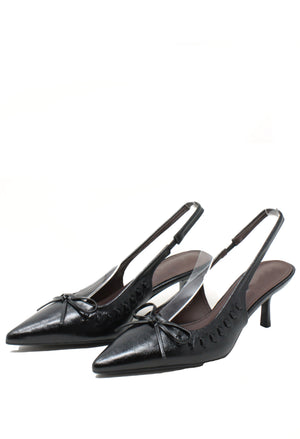 Ribbon and Bow Sling Back Heels