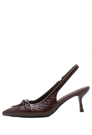 Ribbon and Bow Sling Back Heels
