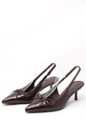 Ribbon and Bow Sling Back Heels