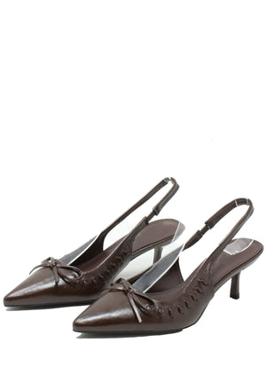 Ribbon and Bow Sling Back Heels