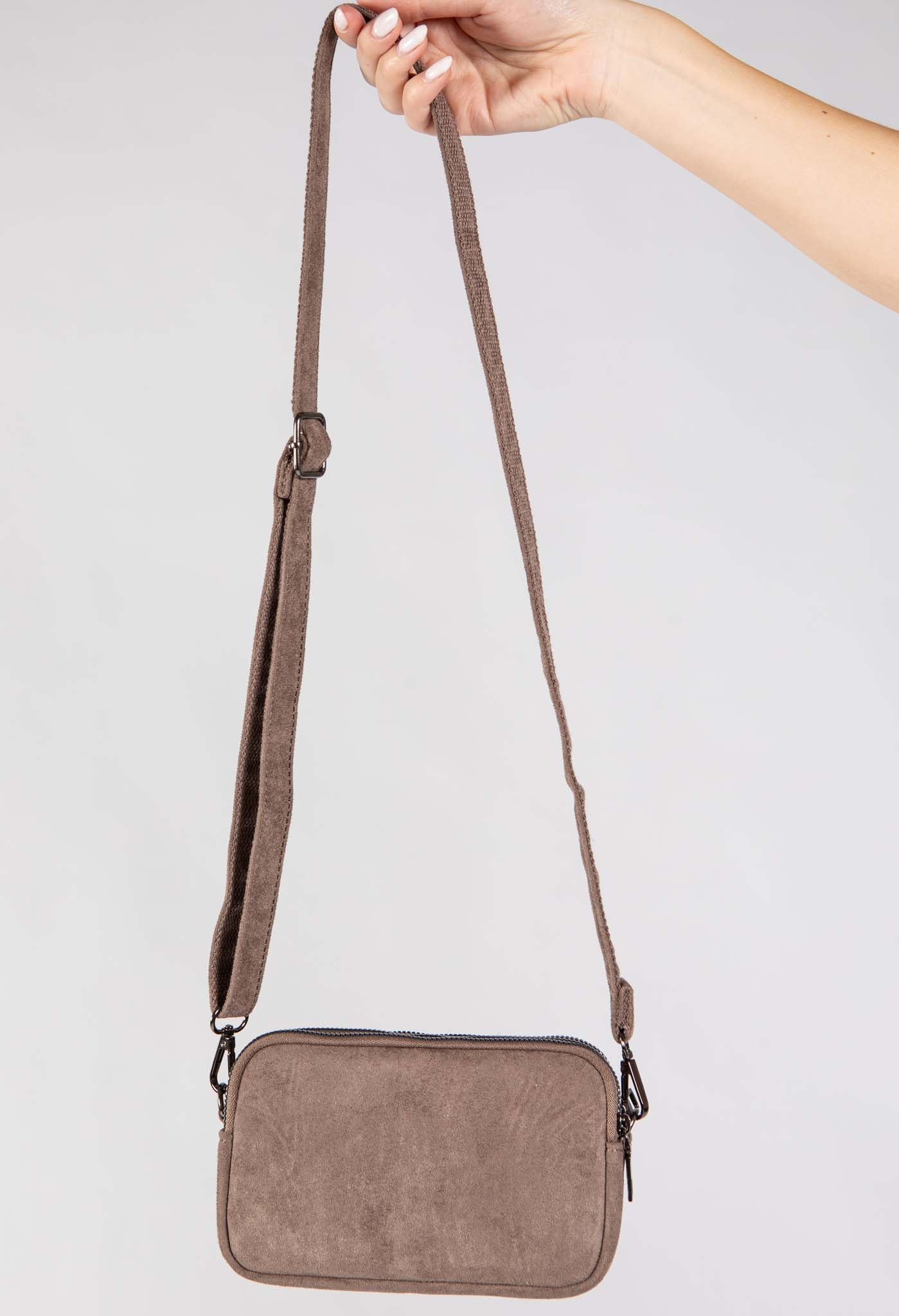 Faux Suede Crossbody Bag