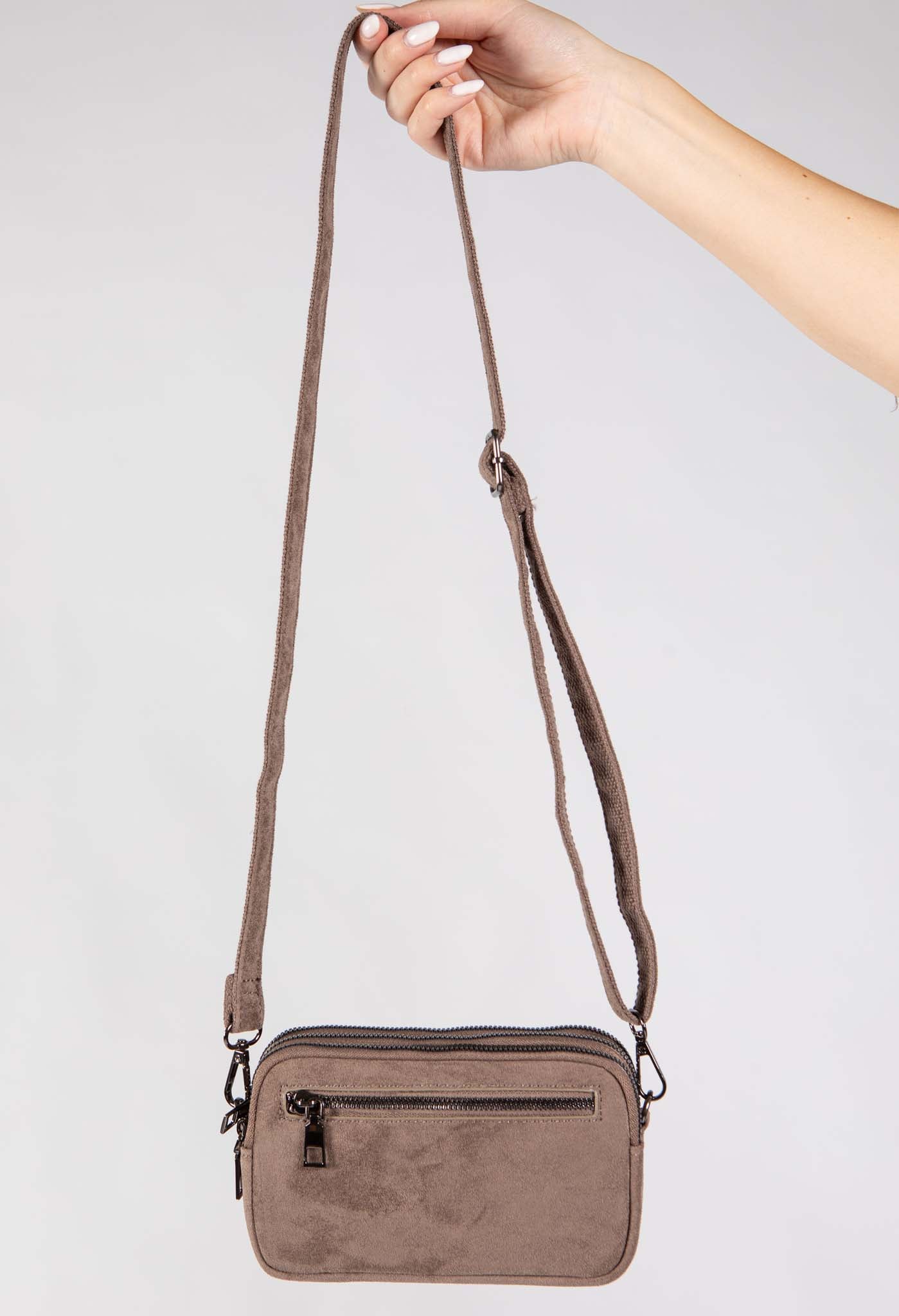 Faux Suede Crossbody Bag