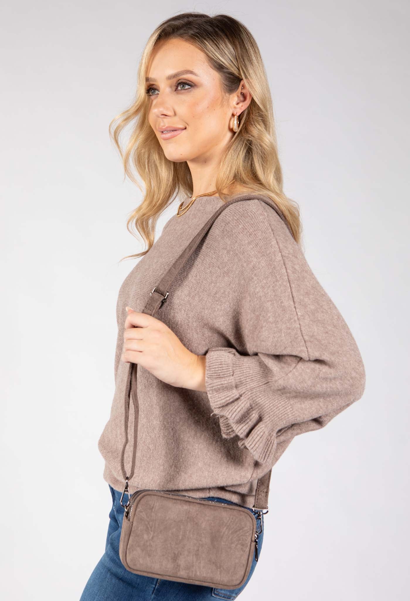 Faux Suede Crossbody Bag
