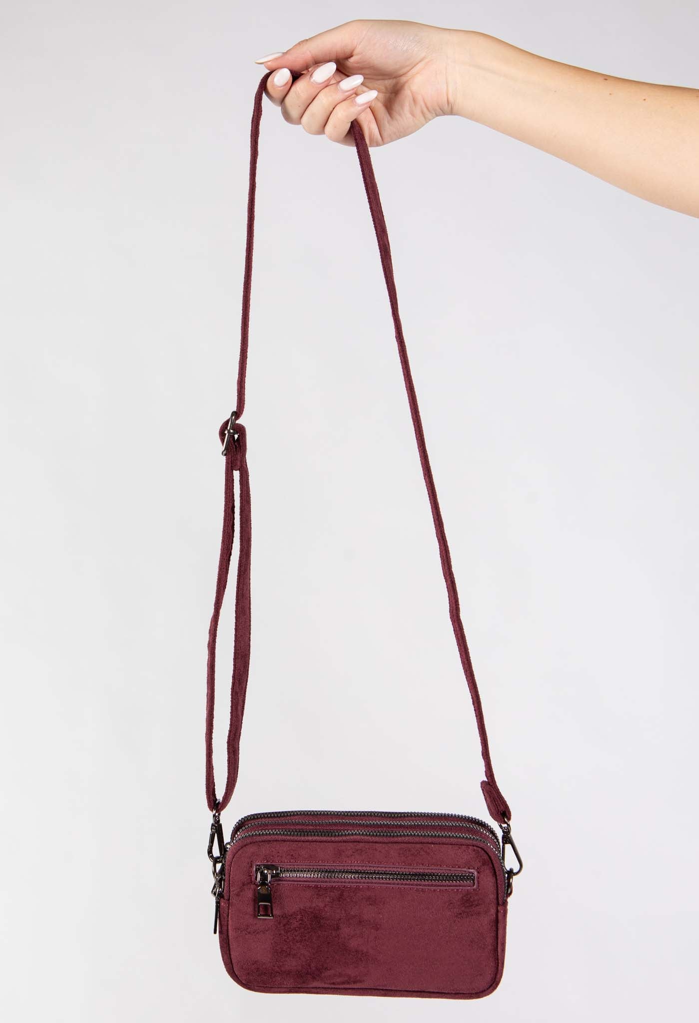 Faux Suede Crossbody Bag